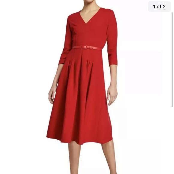 Ralph Lauren Dresses & Skirts - Ralph Lauren Collection Classics Women's 3/4 Sleeve V-neck Dress Red Wool Sz 12